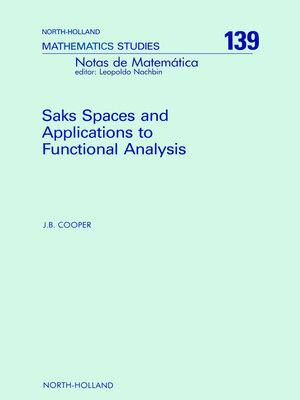 cover image of Saks Spaces and Applications to Functional Analysis